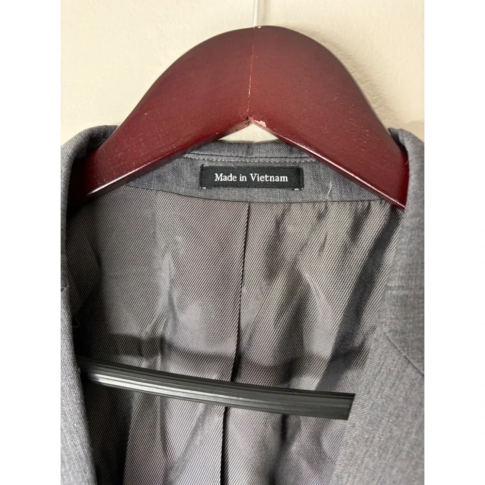 Egara Mens Grey 100% Wool Slim Fit Suit Jacket Blazer Size 40 Long NWT